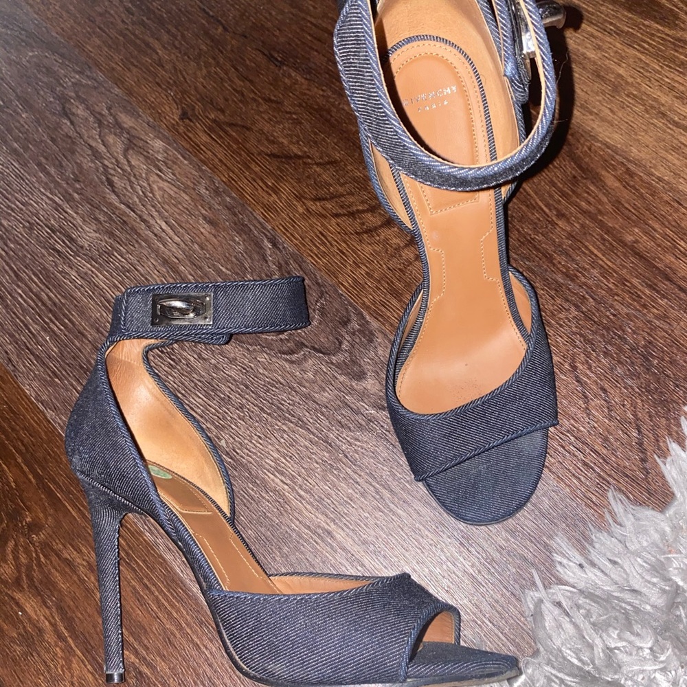 Givenchy sharklock denim open toe heels sandals #givenchy sharklock boots